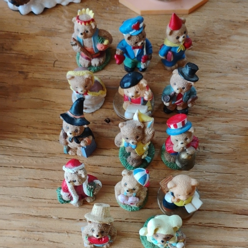 Colorful Ceramic Bear Figurines Set